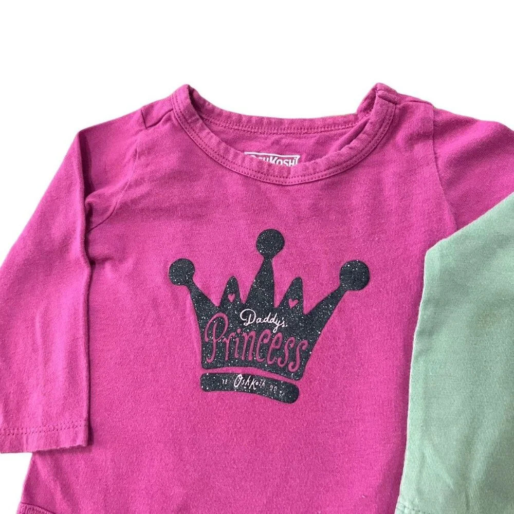 OshKosh 6m Daddy's Princess Crown & Owl Bodysuits Onesies Bundle